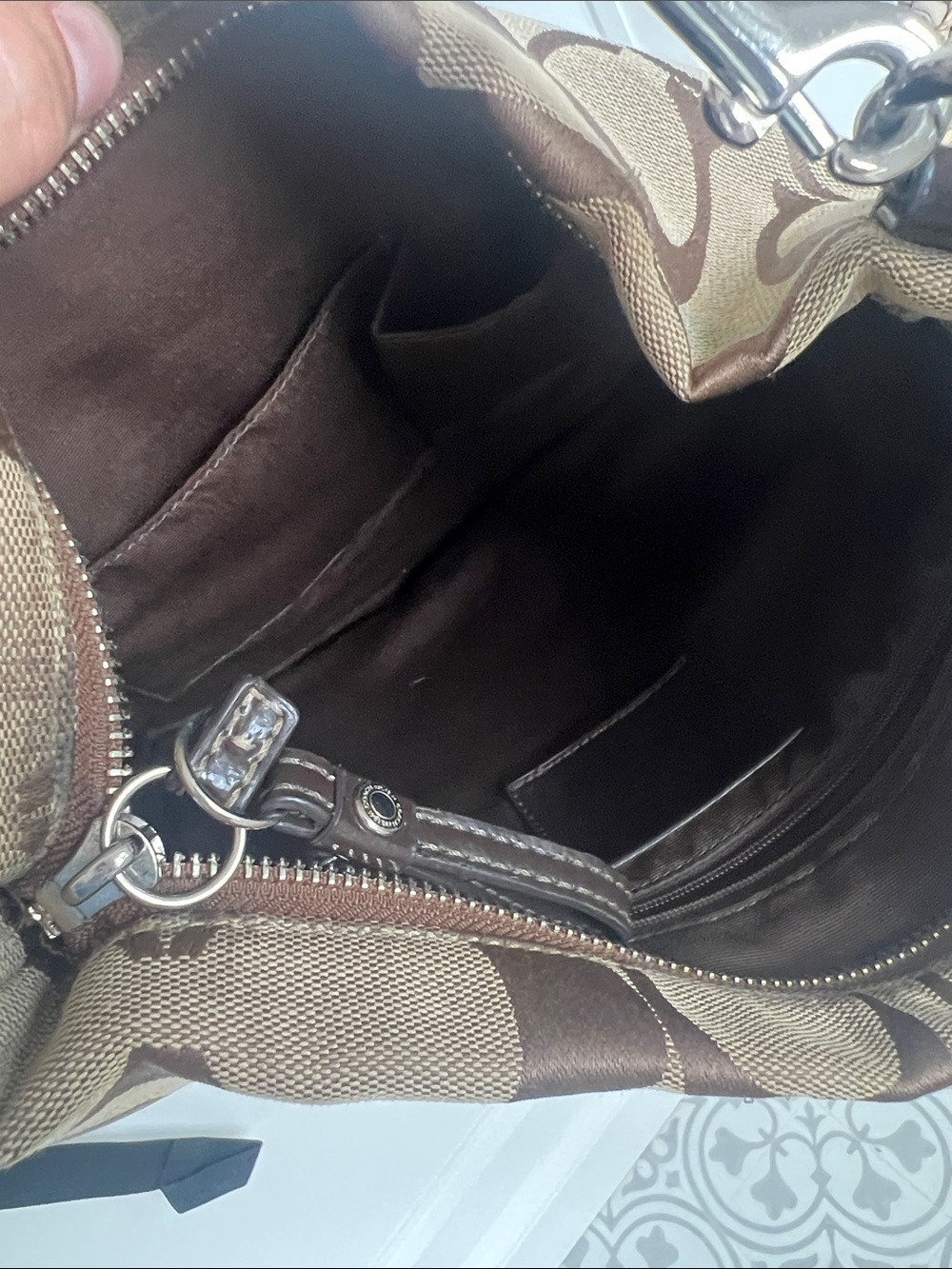 Coach Beige and Brown Signature Canvas Shoulder Bag - Picture 6 of 6
